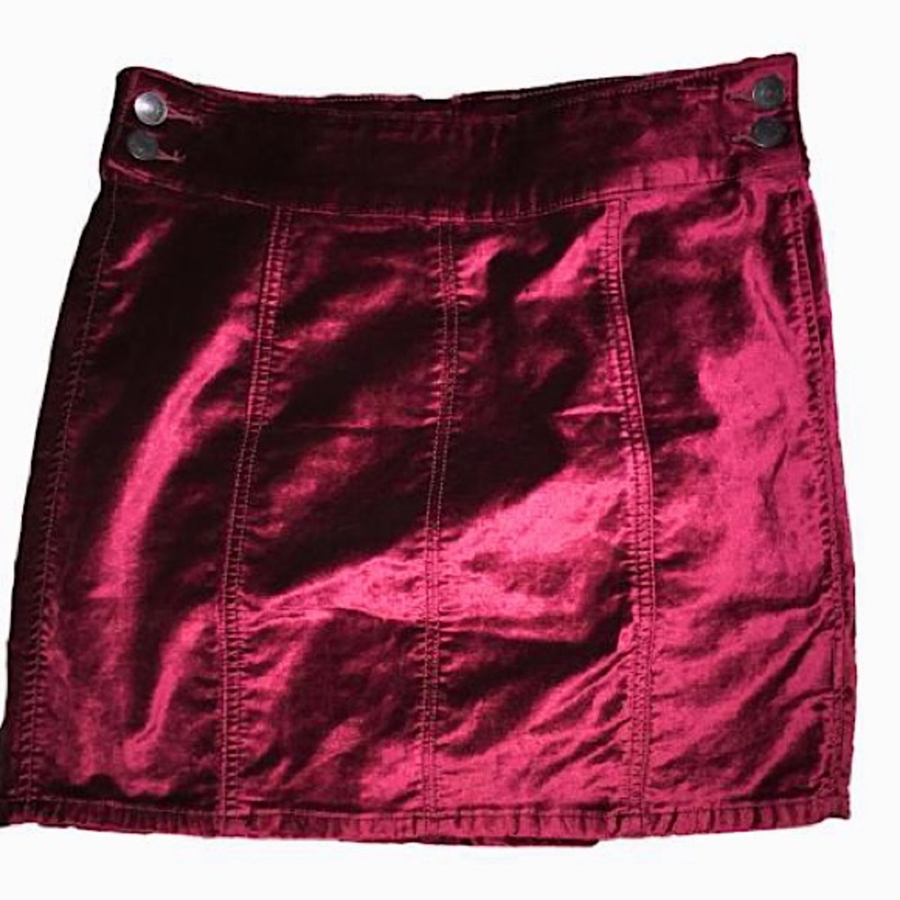 FreePeople Chic Burgundy Velvet Mini Skirt